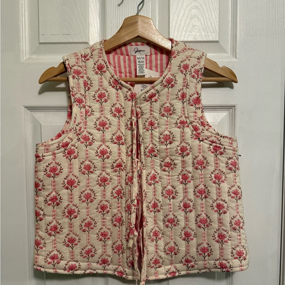 Pink and Cream Floral Quilted Vest